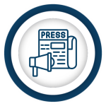 Blue icon representing press clippings