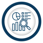 Blue icon depicting research