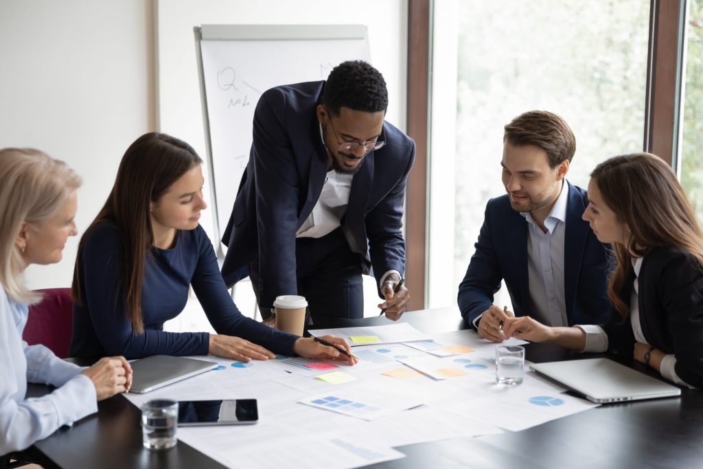 Colleagues collaboration around a table in the office